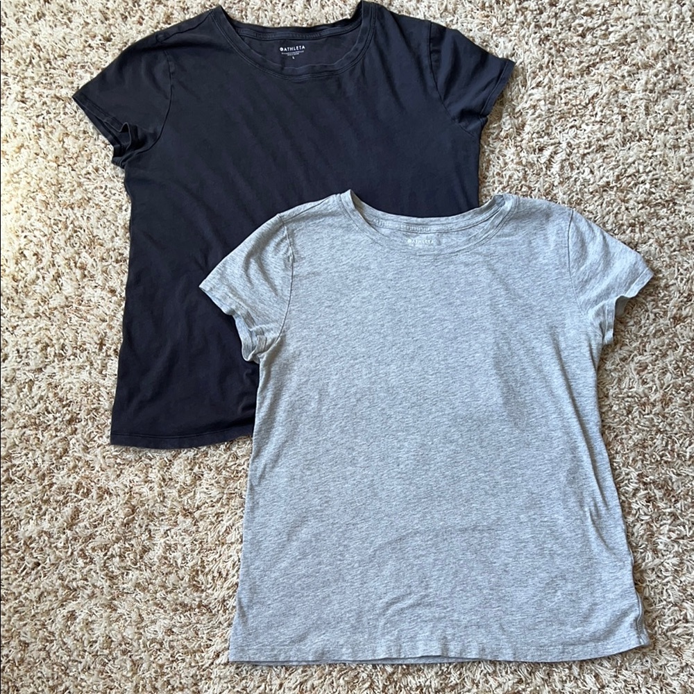 Athleta Women's Black and Gray Short Sleeve Tees